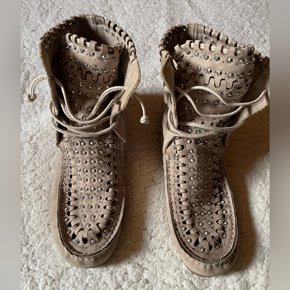 Sam Edelman Katelyn Studded Moccasin Bootie Tan Leather Boot Anthropologie 7